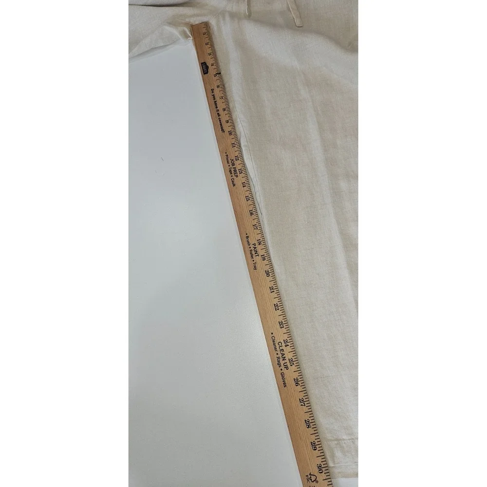 Tasso Elba Island Men's 36x30 Cream 100% Linen Drawstring Resort Pants MINT